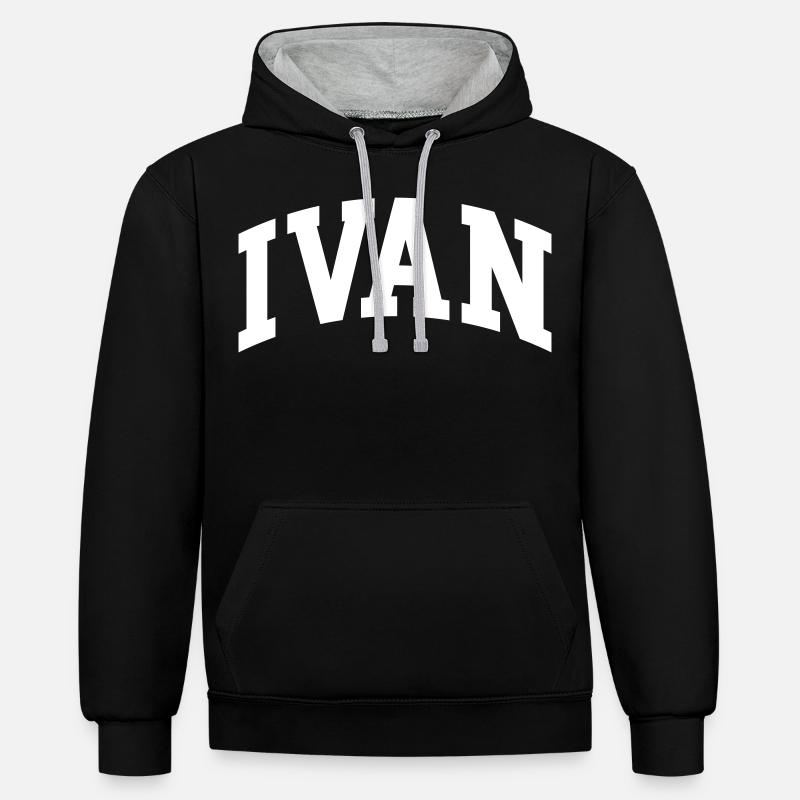 Ivan - Sweat à capuche contrasté - noir/gris chiné