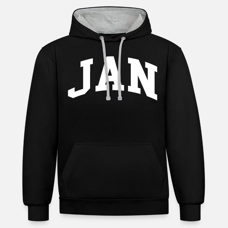 janv. - Sweat à capuche contrasté - noir/gris chiné
