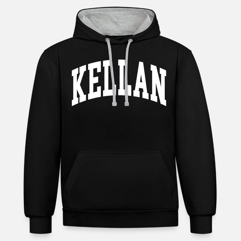 Kellan - Sweat à capuche contrasté - noir/gris chiné
