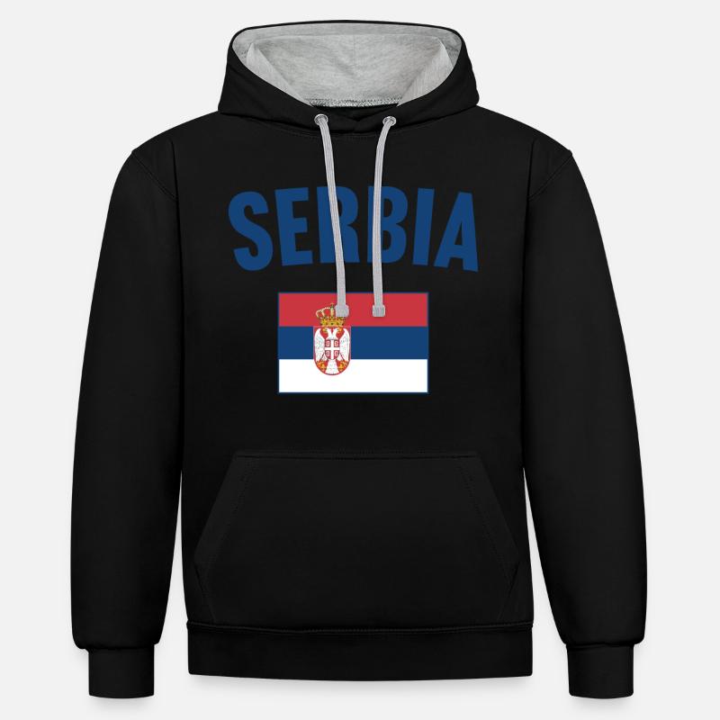 Drapeau de la Serbie - Sweat à capuche contrasté - noir/gris chiné