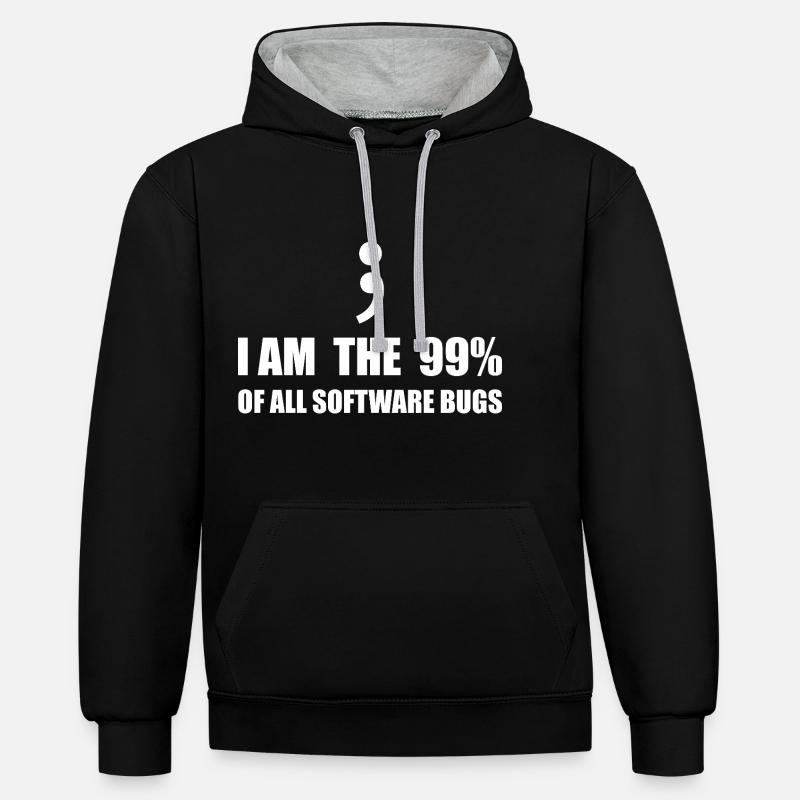 Programmeur Computer Scientist - Sweat à capuche contrasté - noir/gris chiné