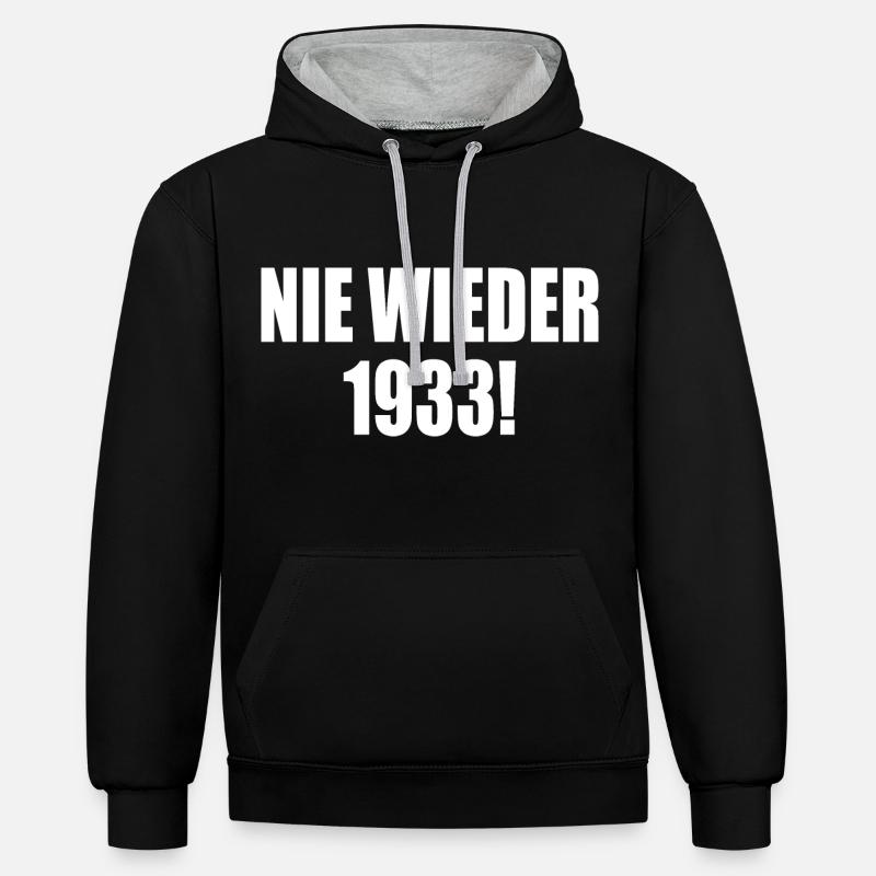 Plus jamais 1933 - Sweat à capuche contrasté - noir/gris chiné