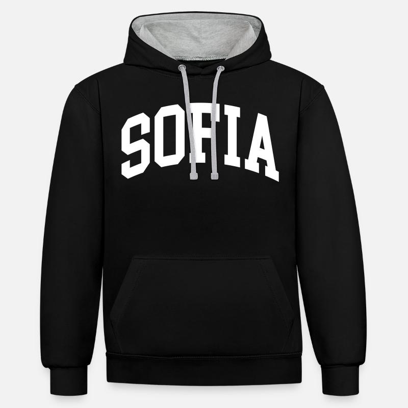 Sofia - Sweat à capuche contrasté - noir/gris chiné