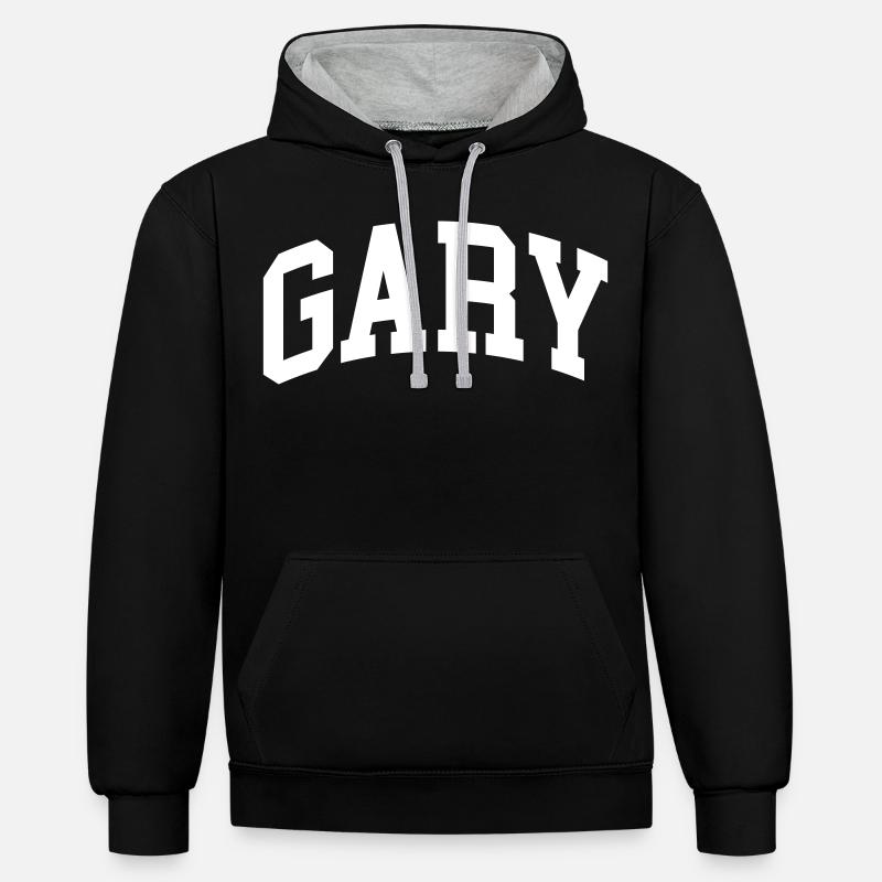 Gary - Sweat à capuche contrasté - noir/gris chiné