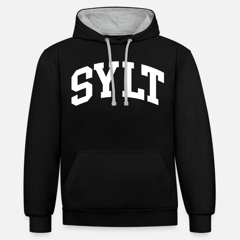 Sylt - Sweat à capuche contrasté - noir/gris chiné