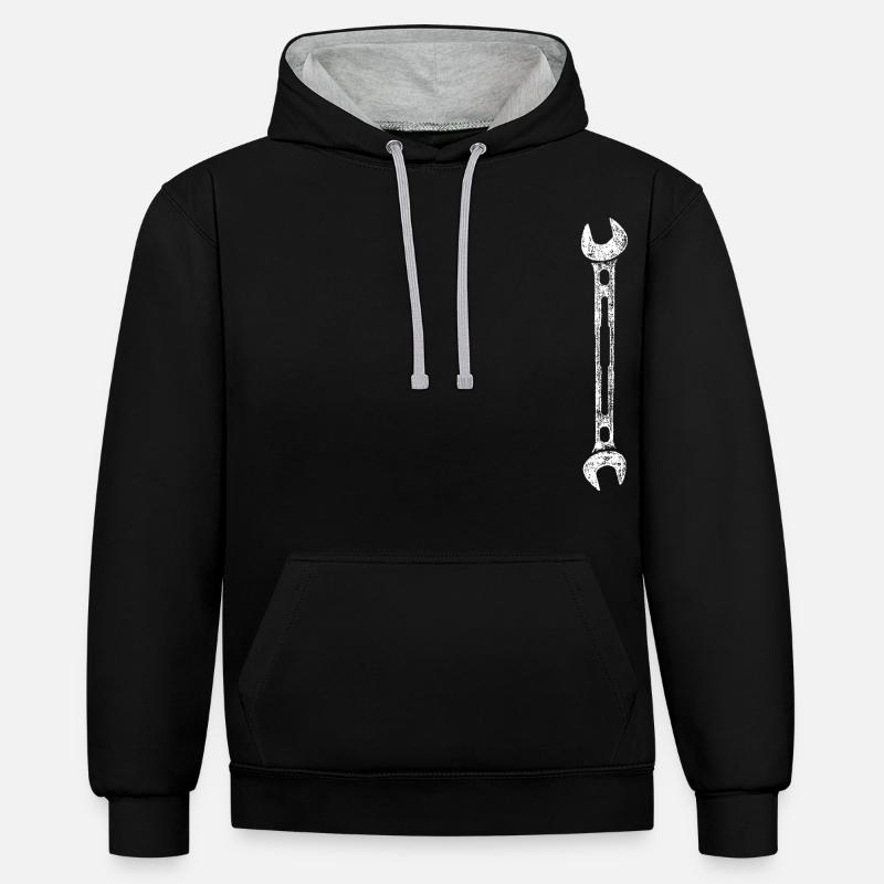 Clé / blanc - Sweat à capuche contrasté - noir/gris chiné