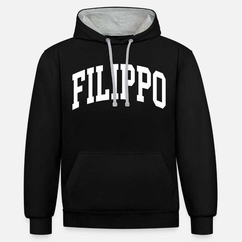 Filippo - Sweat à capuche contrasté - noir/gris chiné