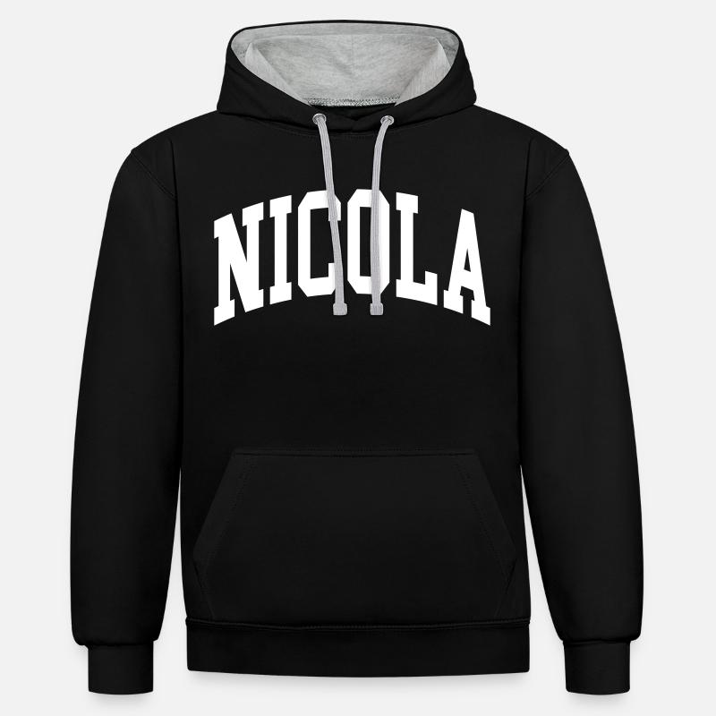 Nicola - Sweat à capuche contrasté - noir/gris chiné