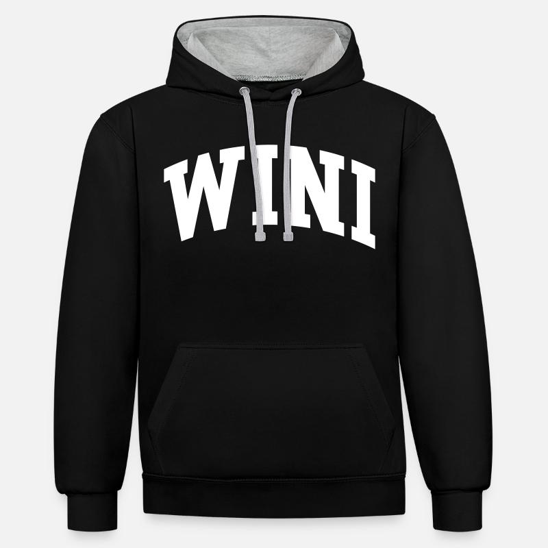 Wini - Sweat à capuche contrasté - noir/gris chiné