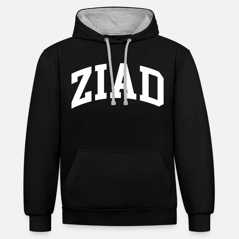 Ziad - Sweat à capuche contrasté - noir/gris chiné