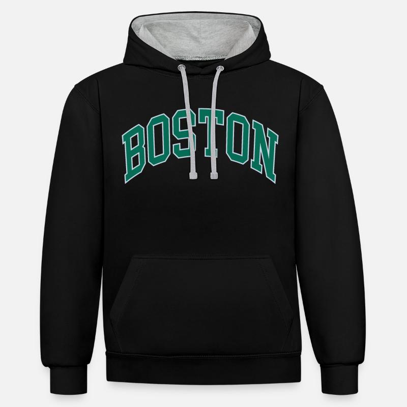 Boston - Sweat à capuche contrasté - noir/gris chiné
