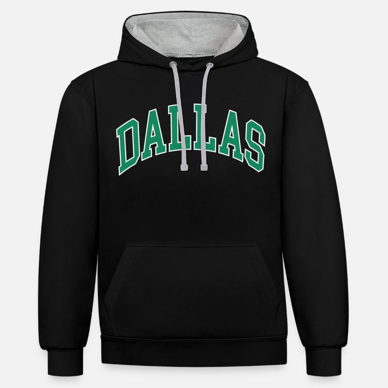 Dallas - Sweat à capuche contrasté - noir/gris chiné