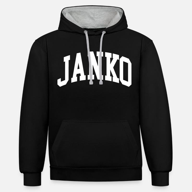 Janko - Sweat à capuche contrasté - noir/gris chiné