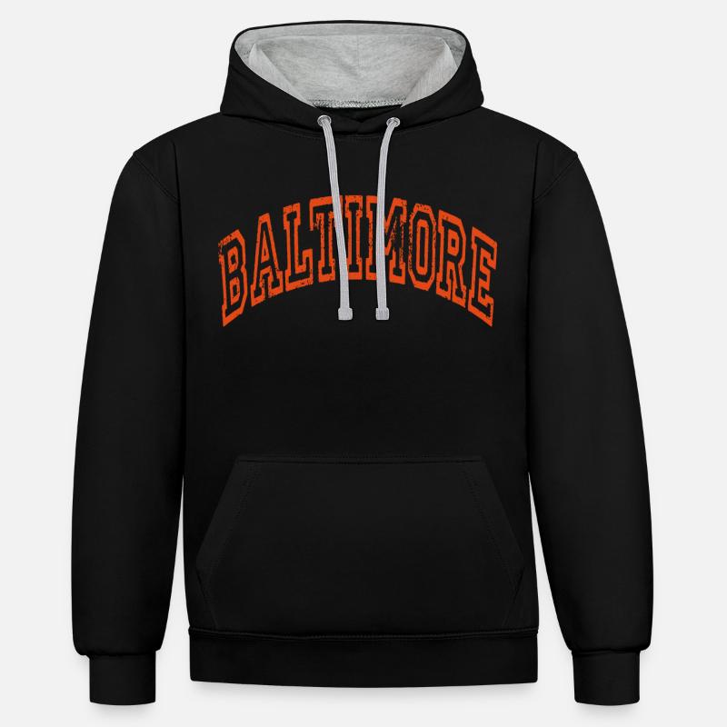 Baltimore - Sweat à capuche contrasté - noir/gris chiné