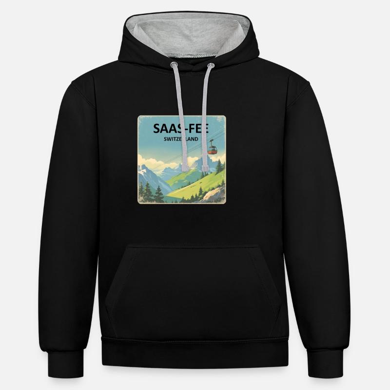 SaaS Fee Suisse - Sweat à capuche contrasté - noir/gris chiné