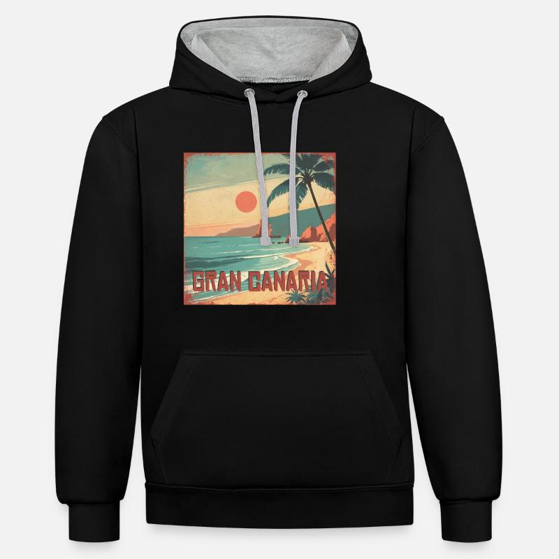 Gran Canaria - Sweat à capuche contrasté - noir/gris chiné