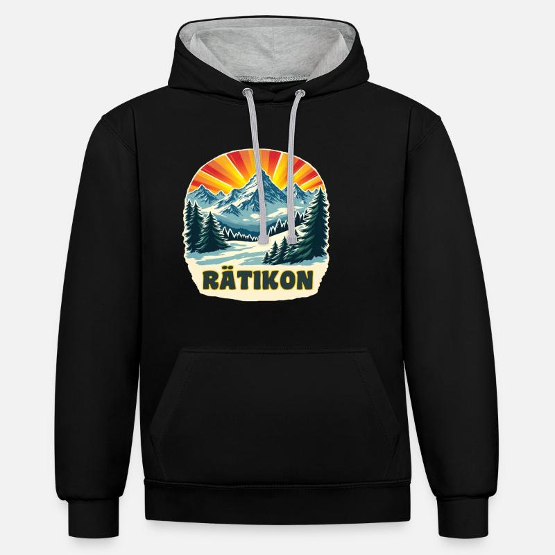 Raetikon Rätikon - Sweat à capuche contrasté - noir/gris chiné