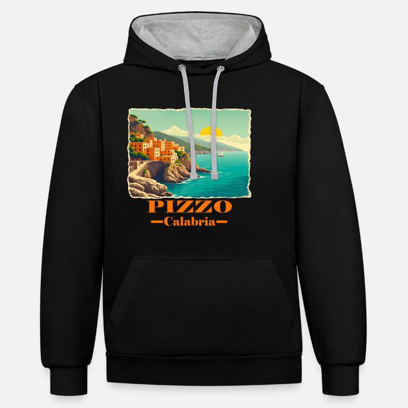 Pizzo Calabre orange - Sweat à capuche contrasté - noir/gris chiné