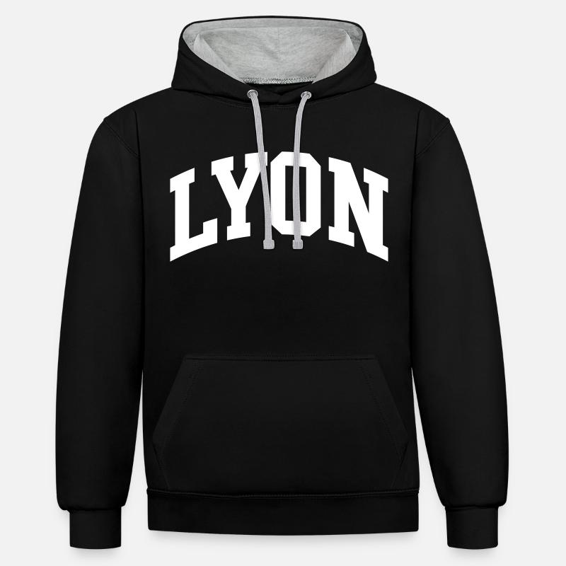 Lyon - Sweat à capuche contrasté - noir/gris chiné