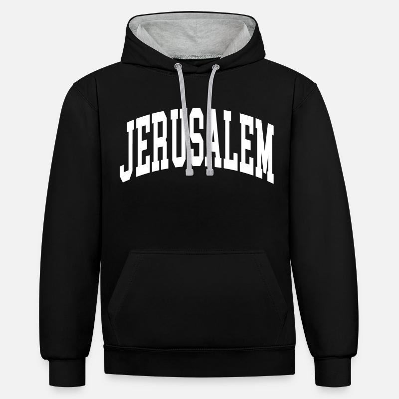 Jérusalem - Sweat à capuche contrasté - noir/gris chiné