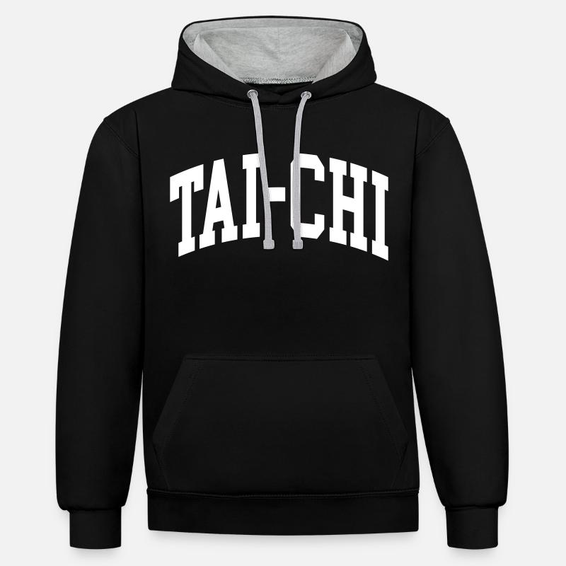 Taïchi - Sweat à capuche contrasté - noir/gris chiné