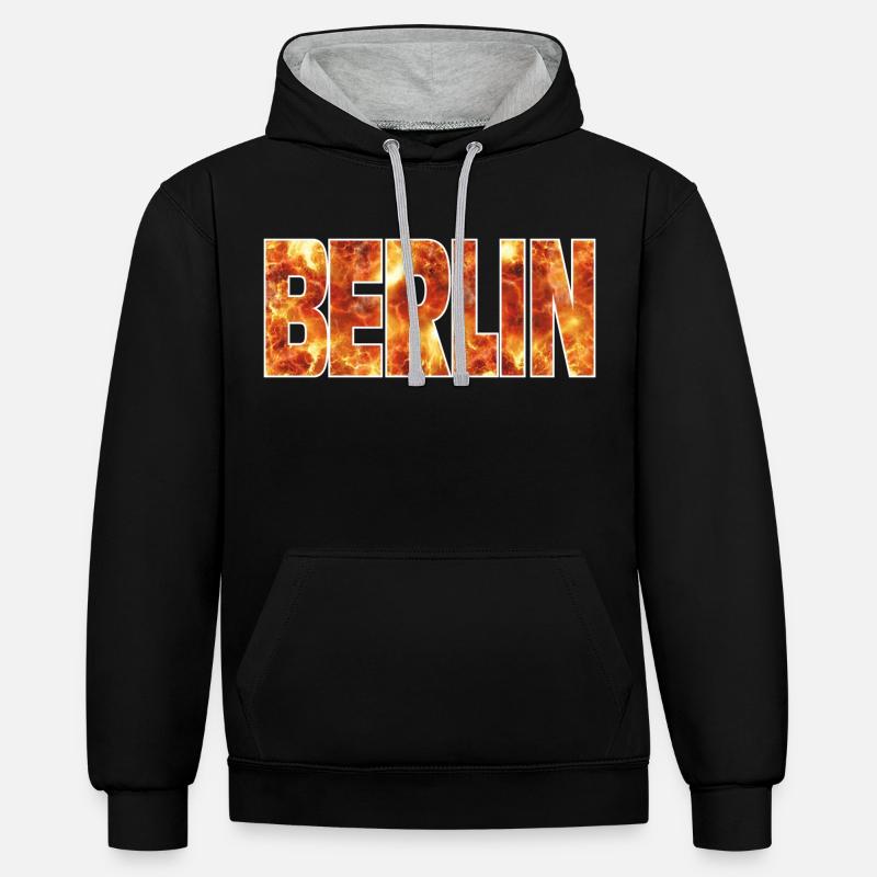 Berlin - Sweat à capuche contrasté - noir/gris chiné