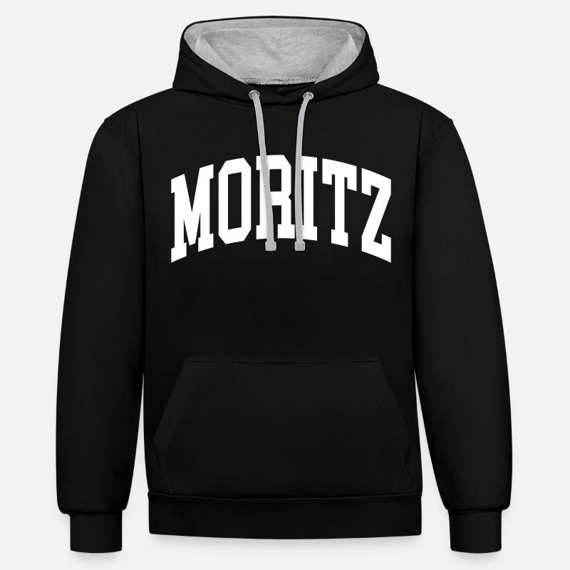 Moritz - Sweat à capuche contrasté - noir/gris chiné