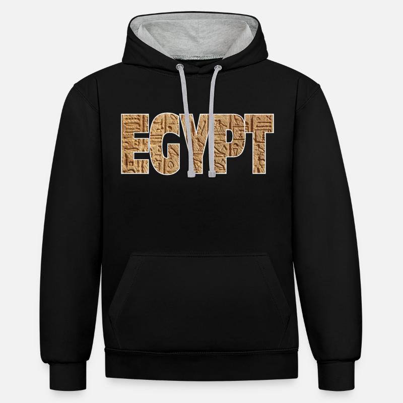 Egypte - Sweat à capuche contrasté - noir/gris chiné