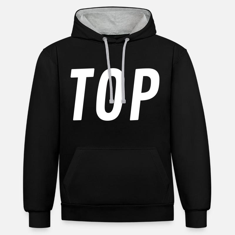 Top oder Bottom - Kontrast-Hoodie - Schwarz/Grau meliert