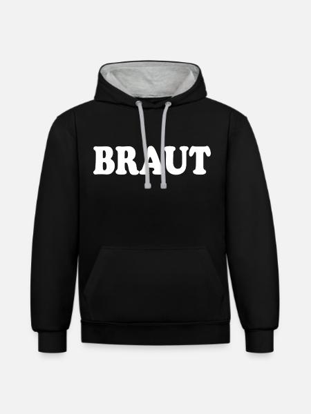 Braut - Kontrast-Hoodie - Schwarz/Grau meliert