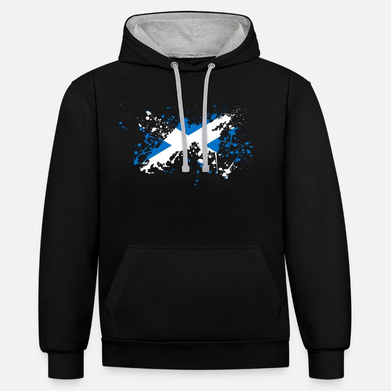 Blob drapeau écosse - Sweat à capuche contrasté - noir/gris chiné