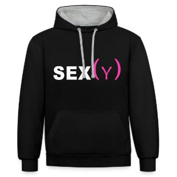 Sexy - Sweat à capuche contrasté - noir/gris chiné - Devant - Anna (173cm) & Nico (186cm)