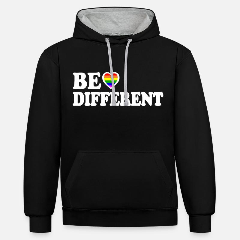 Be different - Sweat à capuche contrasté - noir/gris chiné