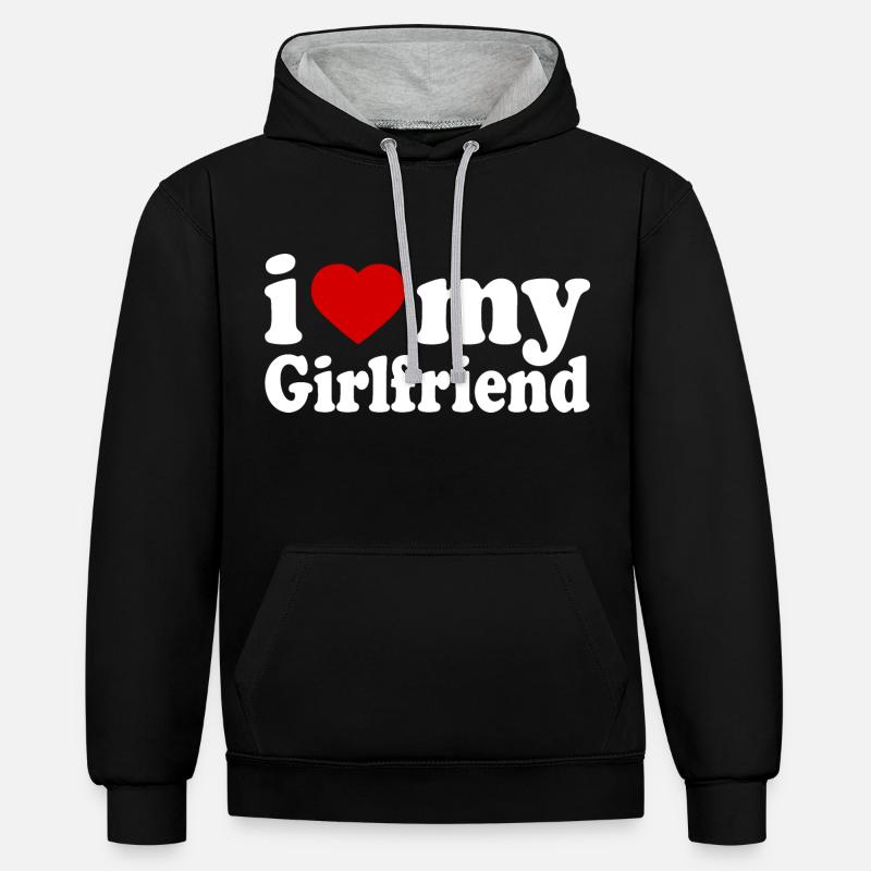 I love my girlfriend - Sweat à capuche contrasté - noir/gris chiné
