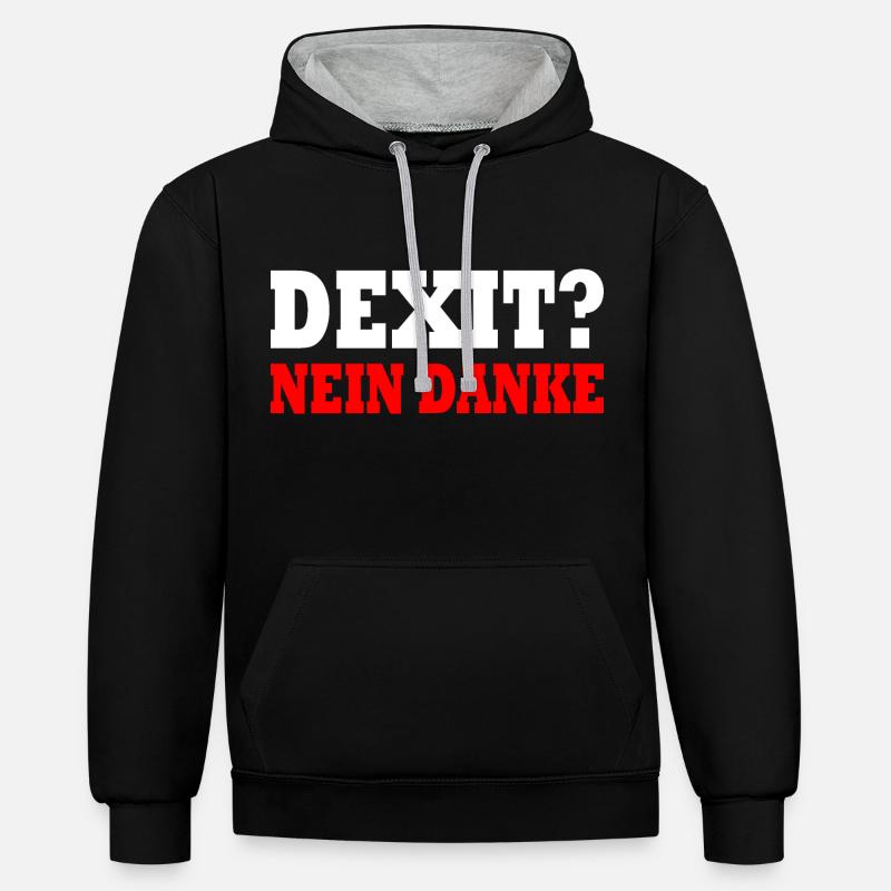 Dexit non merci - Sweat à capuche contrasté - noir/gris chiné