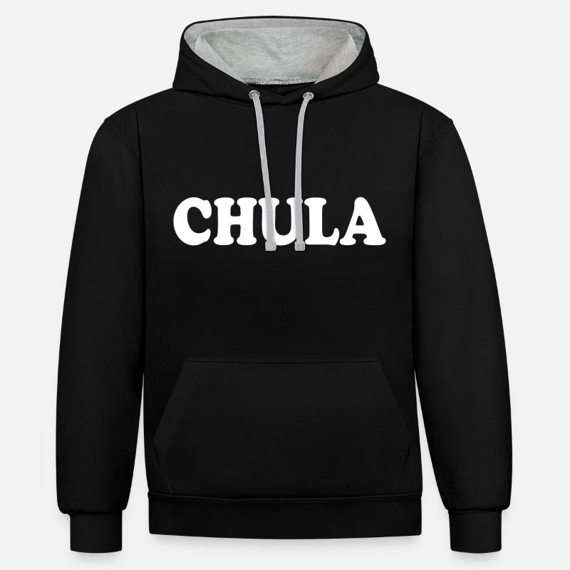 Chula - Sweat à capuche contrasté - noir/gris chiné