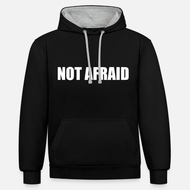 not afraid - Kontrast-Hoodie - Schwarz/Grau meliert