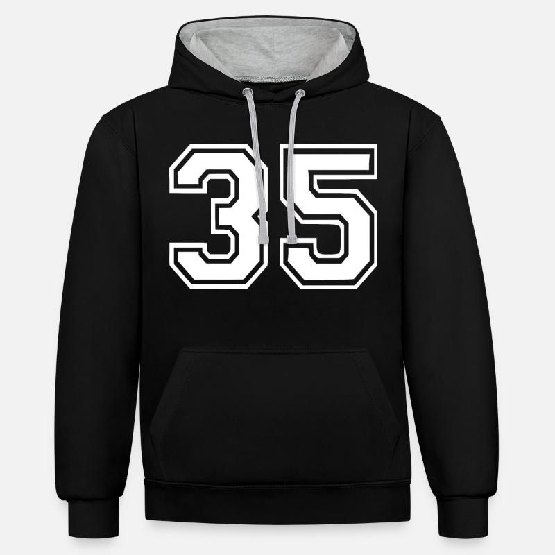35 - Sweat à capuche contrasté - noir/gris chiné