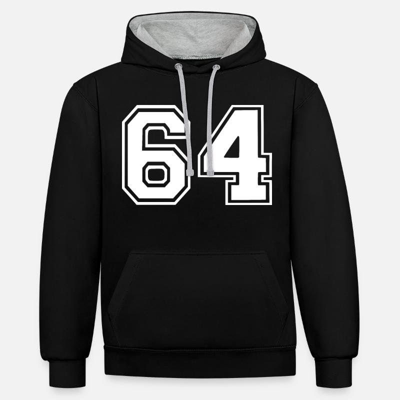 64 - Sweat à capuche contrasté - noir/gris chiné
