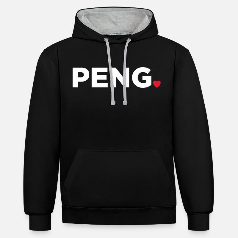 Peng - Sweat à capuche contrasté - noir/gris chiné