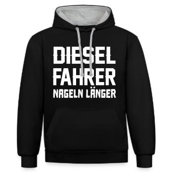 DIESEL NAGEL - Kontrast-Hoodie - Schwarz/Grau meliert - Vorne - Anna (173cm) & Nico (186cm)