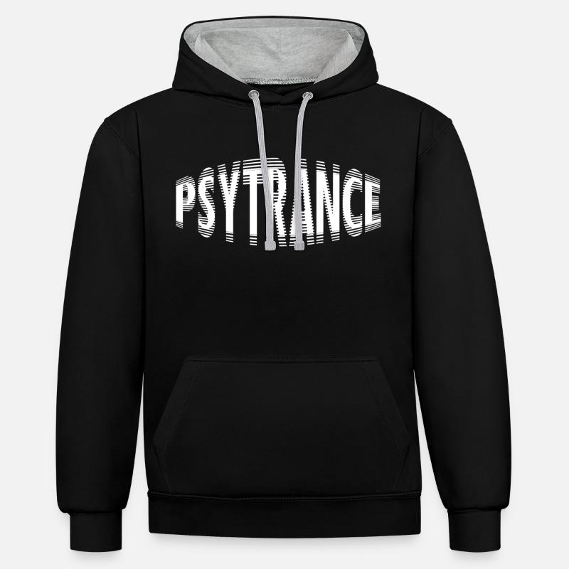 Psytrance Goa Trance - Sweat à capuche contrasté - noir/gris chiné