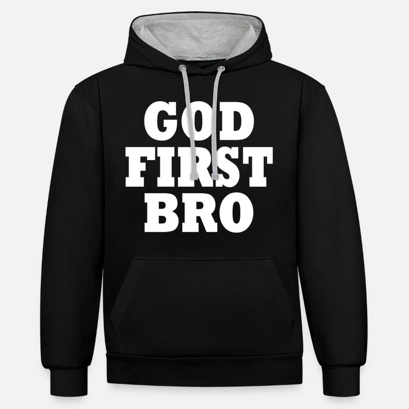 God first bro - Sweat à capuche contrasté - noir/gris chiné