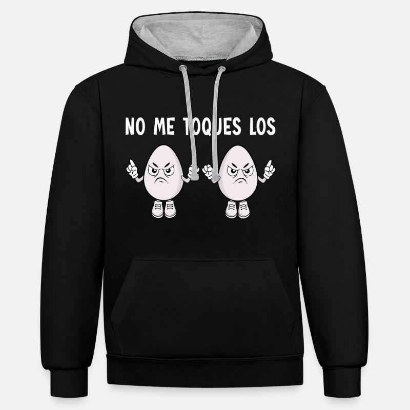 Ne touche pas mes couilles - Sweat à capuche contrasté - noir/gris chiné