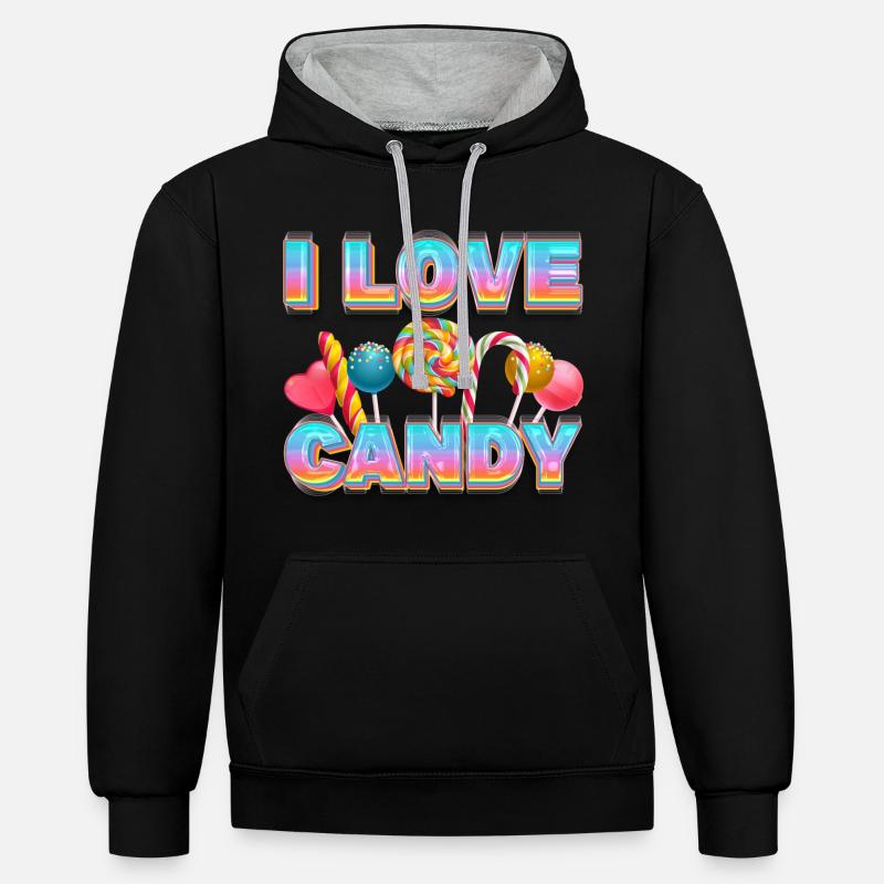 J’aime Candy Sweets Candy Lollipop - Sweat à capuche contrasté - noir/gris chiné