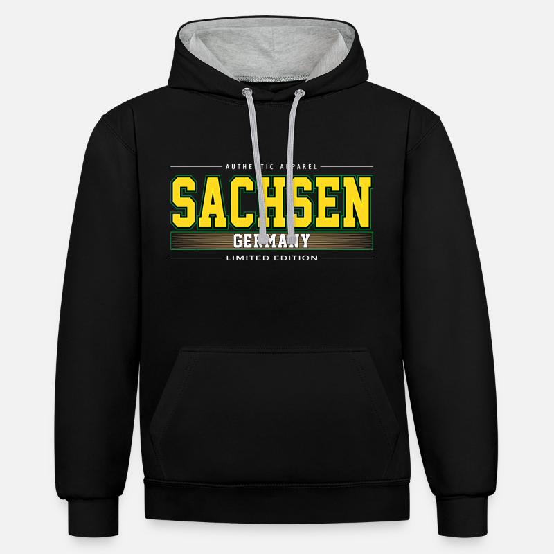 Saxe - Sweat à capuche contrasté - noir/gris chiné
