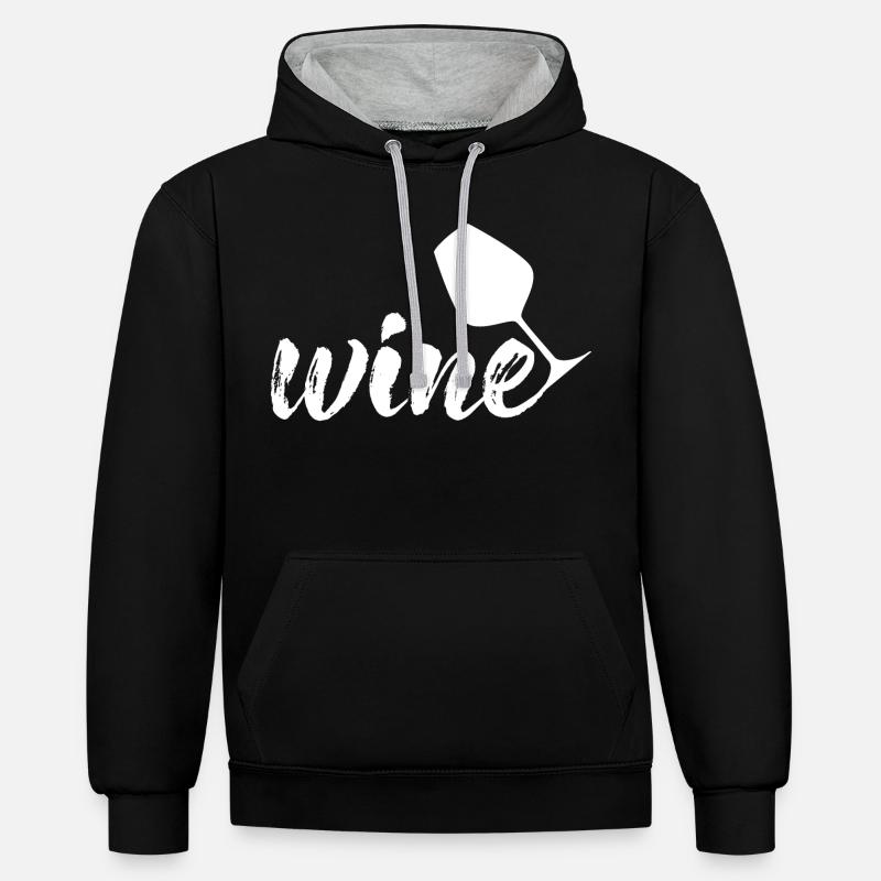 Vin, vin, #wein, vin blanc - Sweat à capuche contrasté - noir/gris chiné