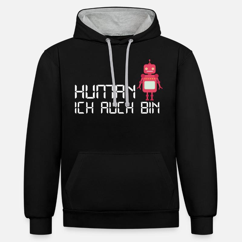 Human Robot Android Feels Human - Contrast hoodie - black/heather grey