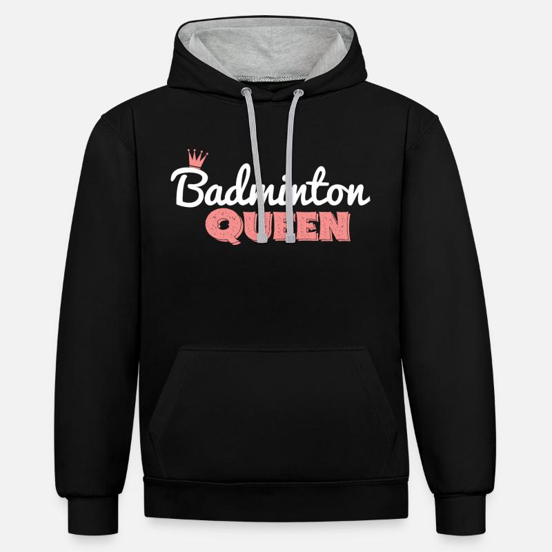 Federball / Badminton Queen - Sweat à capuche contrasté - noir/gris chiné