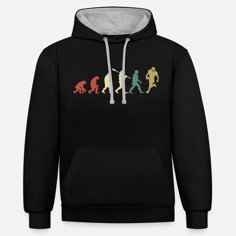 Evolution Rugby - Kontrast-Hoodie - Schwarz/Grau meliert